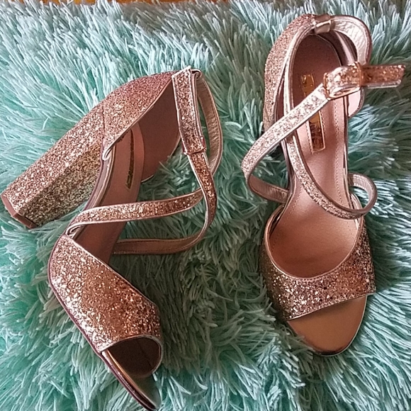 Liliana Shoes - Glitter square heel sandals 10